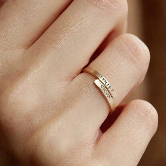 Trust God Gold Color Adjustable Ring - Picture 3 of 3